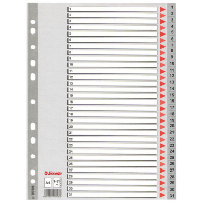 Intercalaire pp, a4, 31 touches esselte, gris