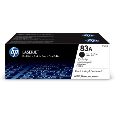 Hp toner cartridge cf283ad black twinpack ( no.83a )