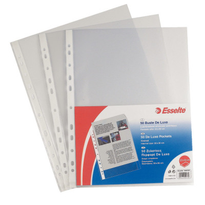 Pochette perforee A4+ Esselte, Transparent, Lot de 25, Transparent
