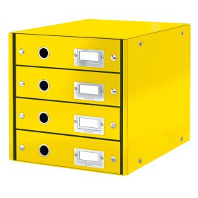 Bloc de classement 4 tiroirs click & store wow leitz , jaune