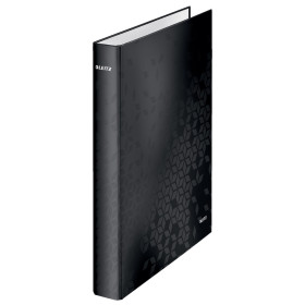 Classeur 4 anneaux plastifie a4 25mm wow leitz, noir