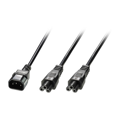 LINDY Câble secteur IEC C14 vers 2x C5, 2.5m