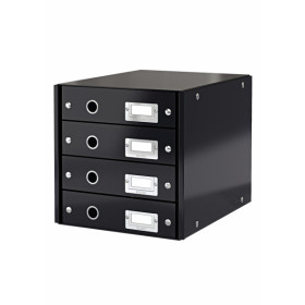 Bloc de classement 4 tiroirs click & store wow leitz , noir