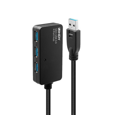 LINDY Rallonge active USB 3.0 Pro 10m avec Hub 4 ports