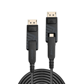 LINDY Câble Mini DisplayPort 1.4 Hybride Fibre Optique, connecteurs DP fournis,
