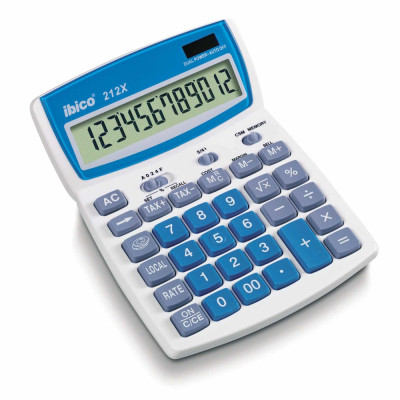 Calculatrice de bureau 212x, ibico, blanc bleu
