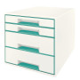 Bloc de classement 4 tiroirs wow leitz , blanc menthe