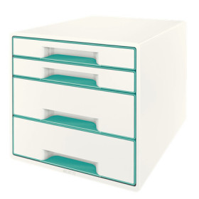 Bloc de classement 4 tiroirs wow leitz , blanc menthe