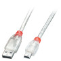LINDY Câble USB 2.0 A vers Mini-B, transparent, 3m