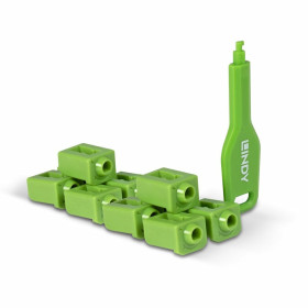 LINDY Verrous de ports SFP, 10 pièces avec clé, Vert