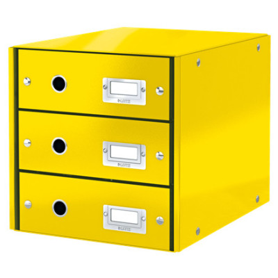 Bloc de classement 3 tiroirs click & store wow leitz , jaune