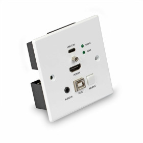 LINDY Plaque murale UK extender HDBaseT Cat.6 KVM HDMI 4K60 & Type C, 150m, émet