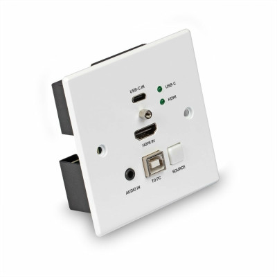 LINDY Plaque murale UK extender HDBaseT Cat.6 KVM HDMI 4K60 & Type C, 150m, émet
