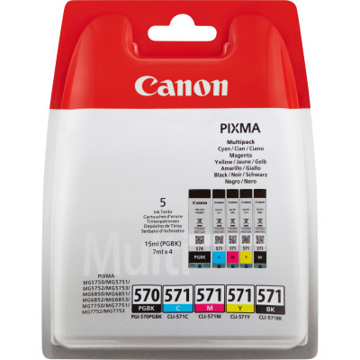 Canon ink 0372c004 pgi-570 cli-571 multipack black + color bk c m y