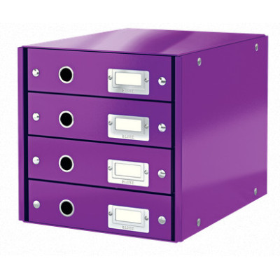 Bloc de classement 4 tiroirs click & store wow leitz , violet