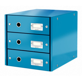 Bloc de classement 3 tiroirs click & store wow leitz , bleu