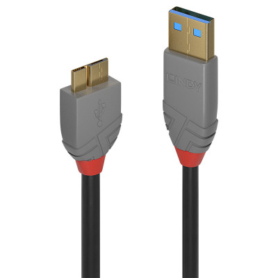 LINDY Câble USB 3.2 Type A vers Micro-B, 5Gbit s, Anthra Line, 3m