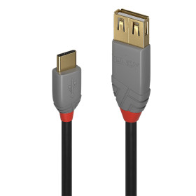 LINDY Câble Adaptateur USB 2.0 Type C vers A, Anthra Line, 0.15m