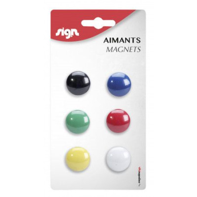 Blister 6 aimants 22mm assorti