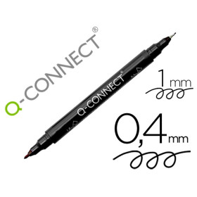 Marqueur permanent q-connect pointe double 1mm et 0,4 mm coloris noir.