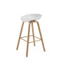 Tabouret jared assise polypro blanc pietement bois