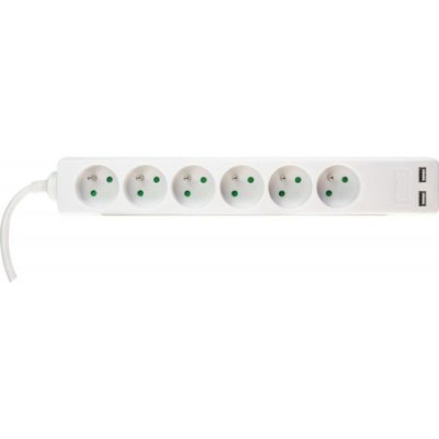 DEXLAN Multiprise 6 prises sans inter blanche - chargeur USB