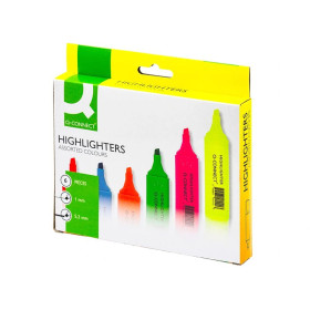 Surligneur q-connect tracé 2/5 mm pointe biseautée couleurs éclatantes pochette