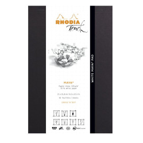 * Rhodia Touch WHITE Maya Pad  bloc agrafé A4+ 50f réglure cross'n'dot papier Ma