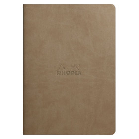 Rhodiarama piqûre textile TAUPE A5 64p ligné papier ivoire 90 g