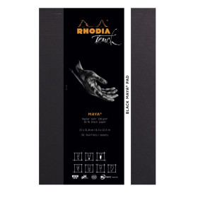 * Rhodia Touch BLACK Maya Pad  bloc agrafé A4+ 50f uni papier Maya NOIR 120g