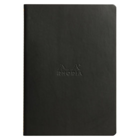 Rhodiarama piqûre textile NOIR A5 64p dot papier ivoire 90 g