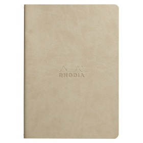 Rhodiarama piqûre textile BEIGE A5 64p dot papier ivoire 90 g