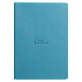 Rhodiarama piqûre textile TURQUOISE A5 64p dot papier ivoire 90 g