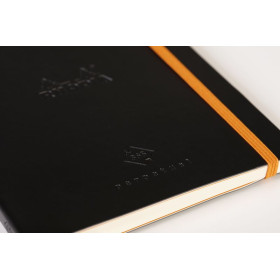 * Rhodiarama Perpetual BLACK A5 128p papier ivoire 90 g, coins microperforés ave