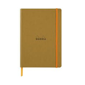 Rhodiarama carnet souple OR A5 160 pages ligné papier ivoire 90 g, fermeture éla