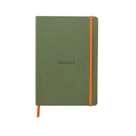 Rhodiarama carnet souple SAUGE A5 160 pages ligné papier ivoire 90 g, fermeture