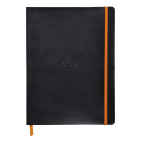 Rhodiarama carnet souple BLACK 19x25 cm 160 pages dot papier ivoire 90 g, fermet