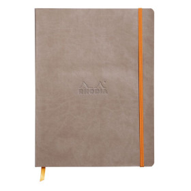 Rhodiarama carnet souple TAUPE 19x25 cm 160 pages dot papier ivoire 90 g, fermet