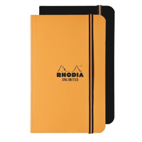 Rhodia Unlimited O&B 9x14 cm 120 pages ligné avec cadre microperforé avec élasti