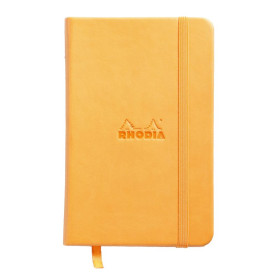 Carnet rigide ORANGE 9x14 cm 192 pages dot papier ivoire 90 g, fermeture élastiq