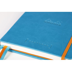 Rhodiarama Goalbook rembordé rigide TURQUOISE A5 240 pages dot papier blanc 90 g