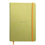 Rhodiarama carnet rembordé rigide A5 ANIS 192 pages ligné papier ivoire 90 g, fe