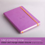 Rhodiarama carnet rembordé rigide A5 LILAS 192 pages ligné papier ivoire 90 g, f
