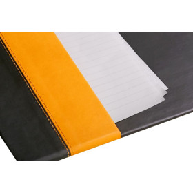 Rhodiarama sous-main rigide simili cuir italien BLACK 60x40 cm