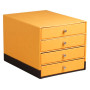 Rhodiarama trieur 4 tiroirs simili cuir italien ORANGE 24,8x32,7x22,8 cm