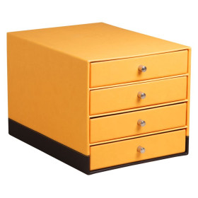 Rhodiarama trieur 4 tiroirs simili cuir italien ORANGE 24,8x32,7x22,8 cm