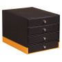 Rhodiarama trieur 4 tiroirs simili cuir italien BLACK 24,8x32,7x22,8 cm