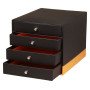 Rhodiarama trieur 4 tiroirs simili cuir italien BLACK 24,8x32,7x22,8 cm