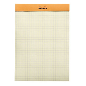 Bloc agrafé Rhodia ORANGE Yellow N°16 14,8x21 cm 80 feuillets petits carreaux 5x