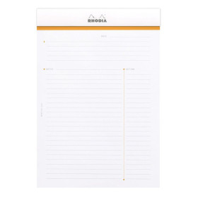 * Meeting Pad  bloc agrafé Rhodia WHITE N°16 A5 80 feuillets préimprimés détacha